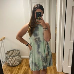 Audrey 3+1 💙 blue green tie dye tunic dress
